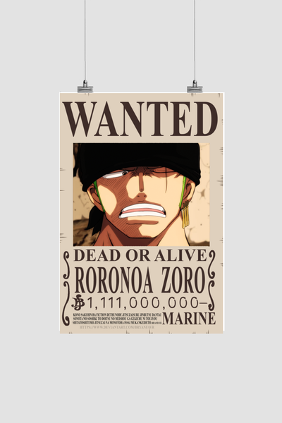 Zoro Wanted Bounty Poster